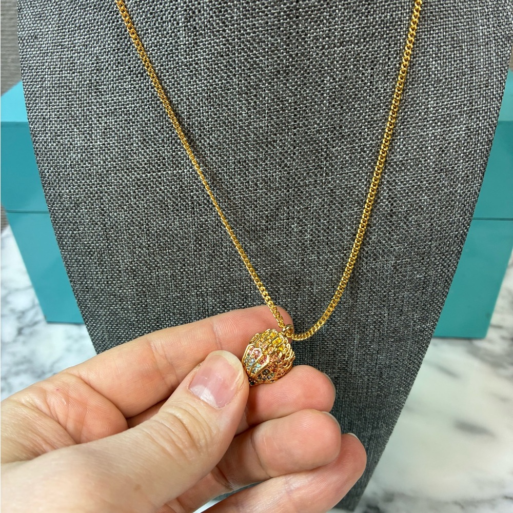 Kurt Geiger London Gold Plated Rainbow Pave Crystals Eagle Head NWT Necklace - Picture 2 of 9